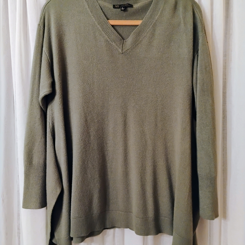 DG2 by Diane Gilman Olive V-Neck Sweater